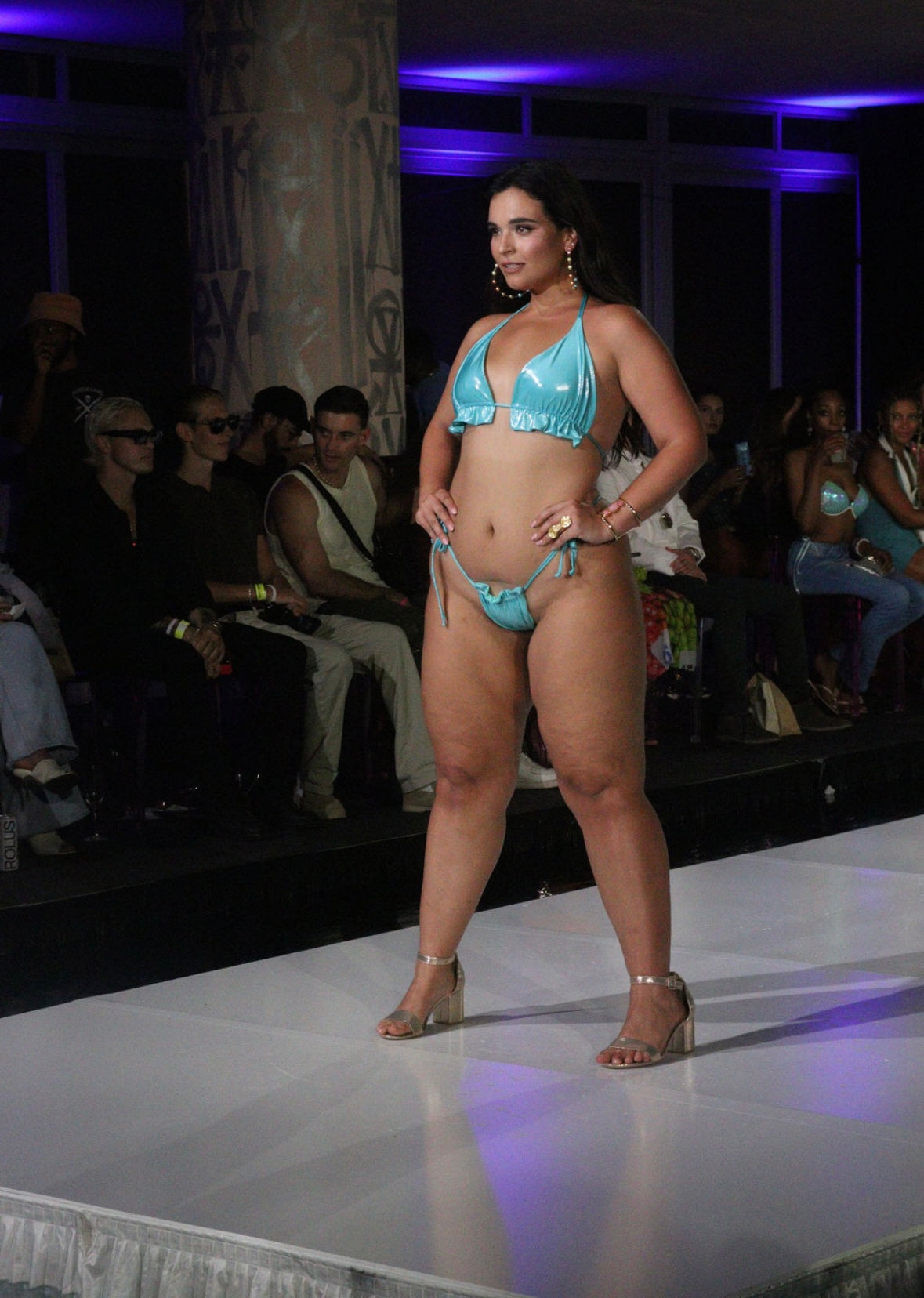Turquoise blue ruched tie side bikini