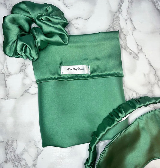 Forest green charmeuse satin - Self care set